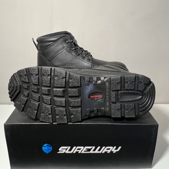 Black Waterproof Steel Toe Leather Slip Resistant Work Boots Size 11 - Picture 5 of 9